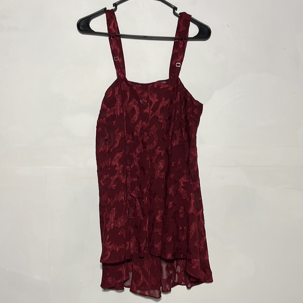 Victoria's Secret Vintage Gold Label Burgundy Babydoll Sheer Floral Chemise M - Picture 6 of 9